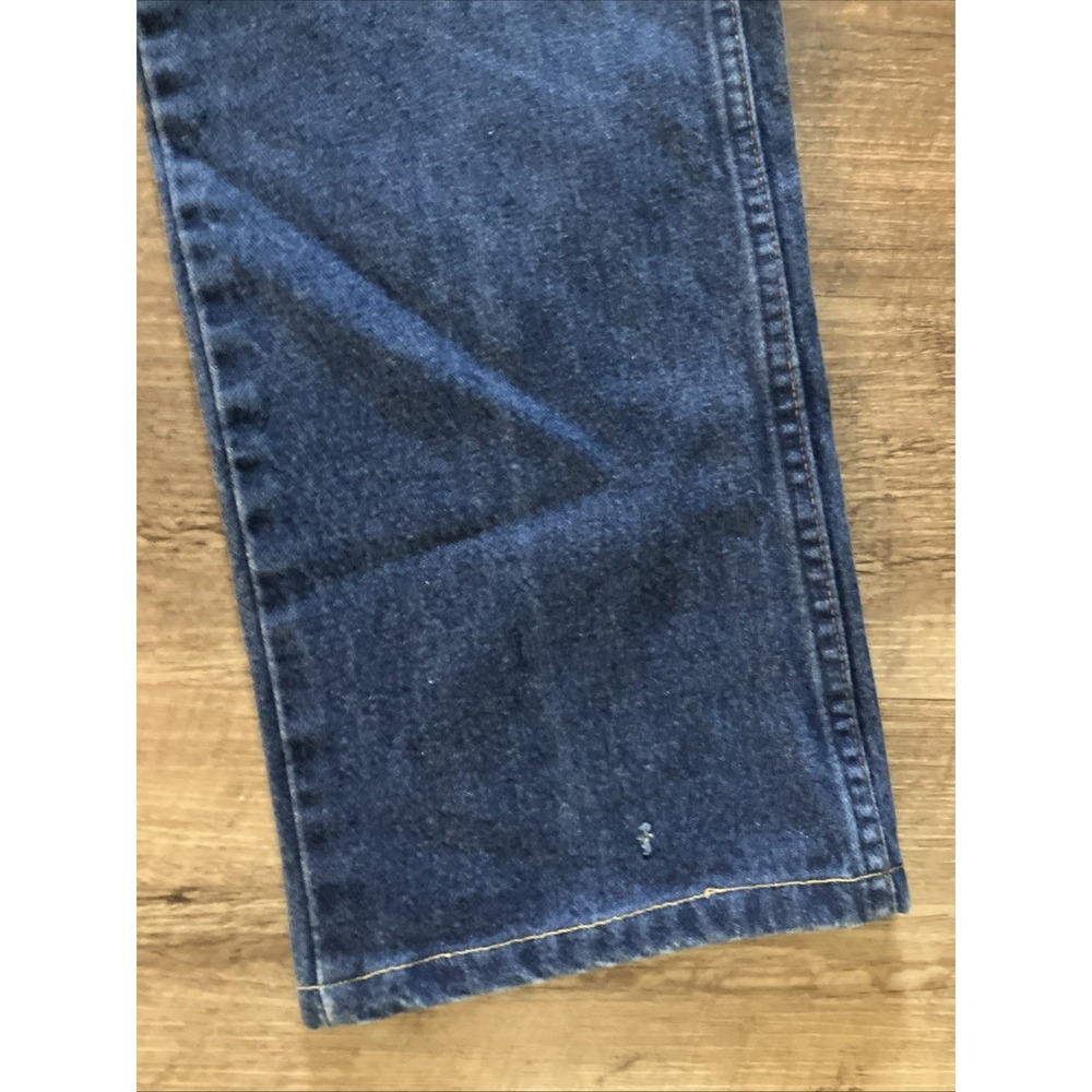 Wrangler 936PWD Cowboy Cut Slim Fit Jeans Denim Dark Hemmed Men's 33 X 27 Flaw - Picture 10 of 11